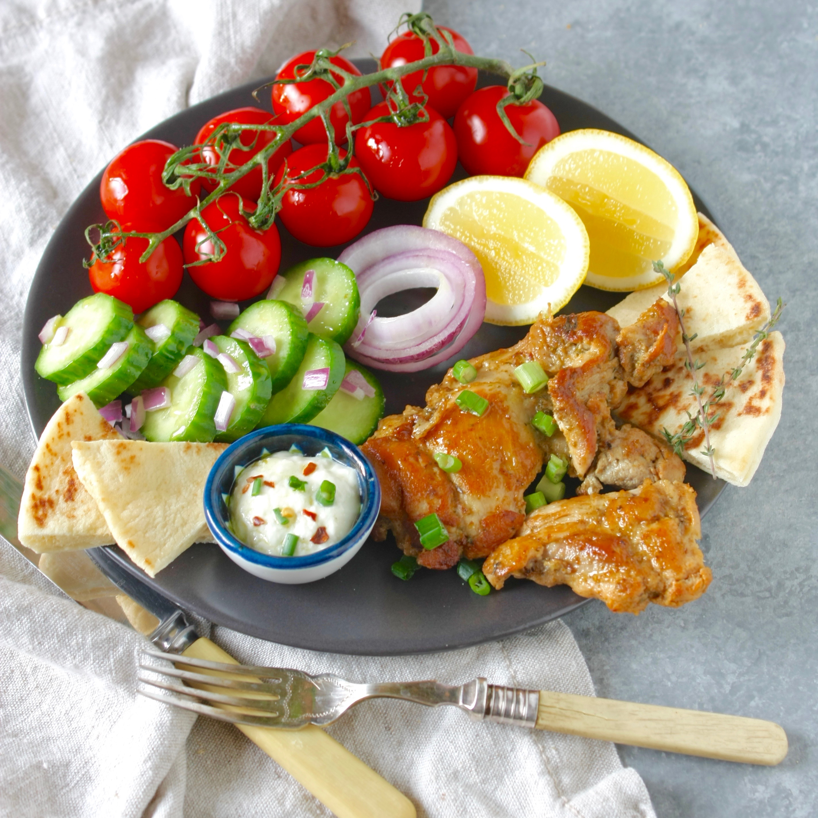 Spicy Mediterranean Chicken with Creamy Feta sauce from Marilena's Kitchen